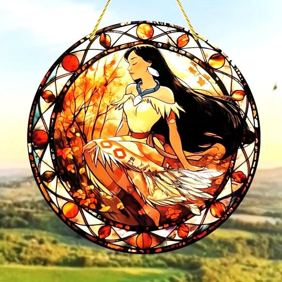 Suncatcher Pocahontas Disney Hanging Window Decor Colorful Garden Parks Indian - Picture 1 of 3